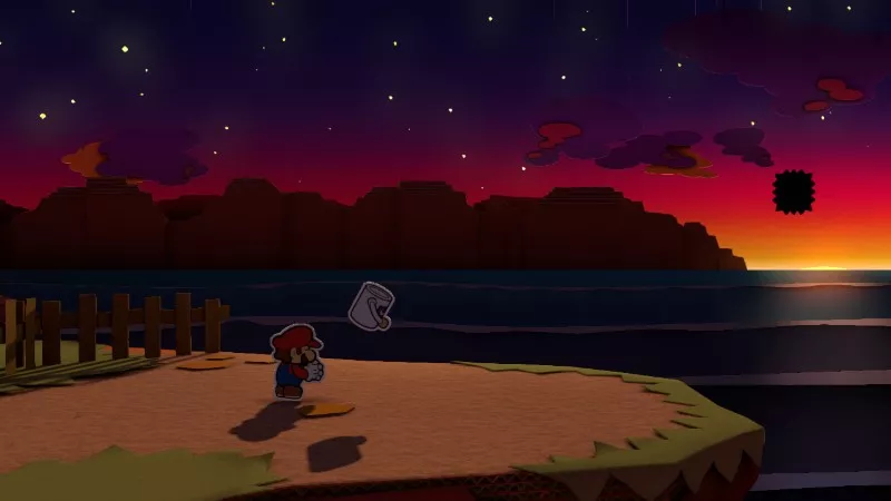 Paper Mario Colour Splash synkkä maisema