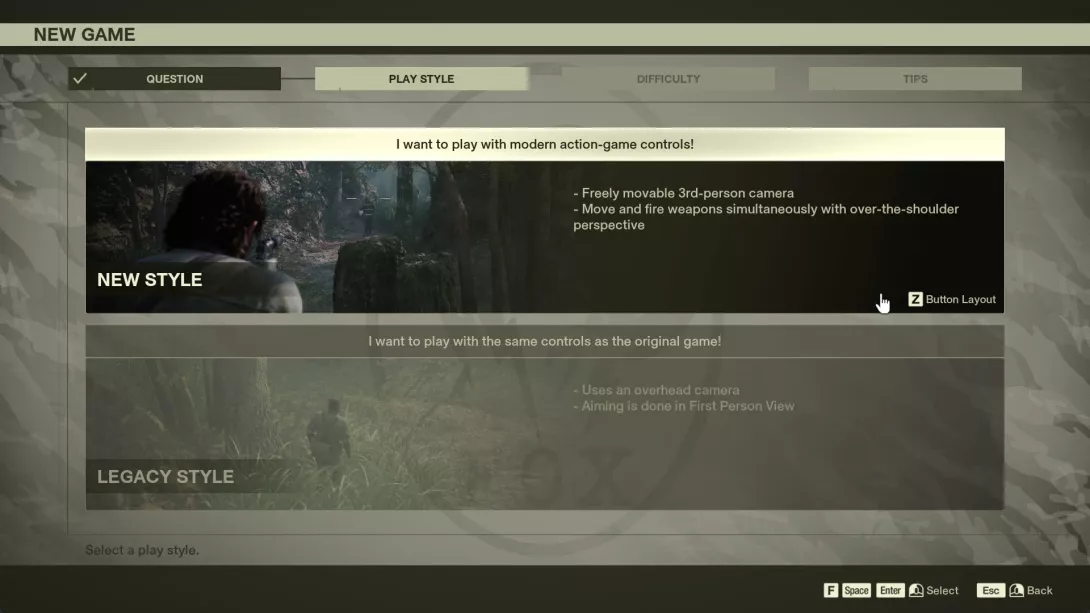 MGS Delta: Ohjaustyylin valinta