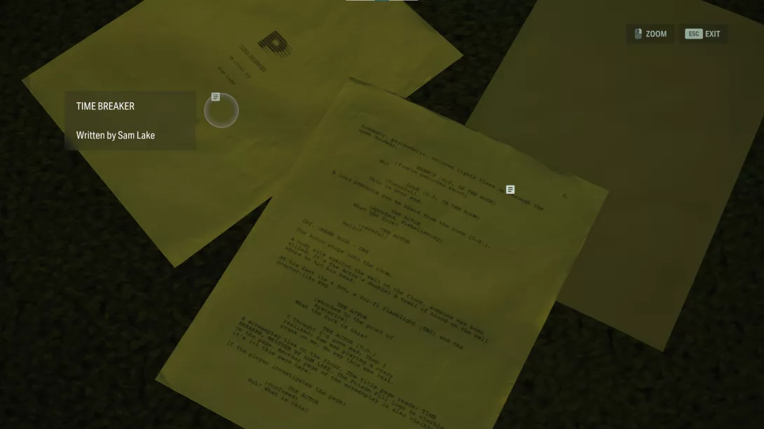 Alan Wake 2 Night Springs käsikirjoitus