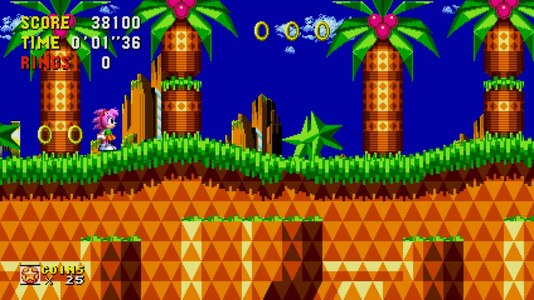 Sonic Origins_Amy ekan Sonicin maisemissa