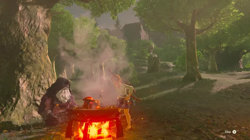 The Legend of Zelda Breath of the Wild kokkailua markantalon miehen kattellessa