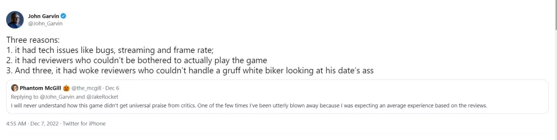 Days Gone Garvin tweet