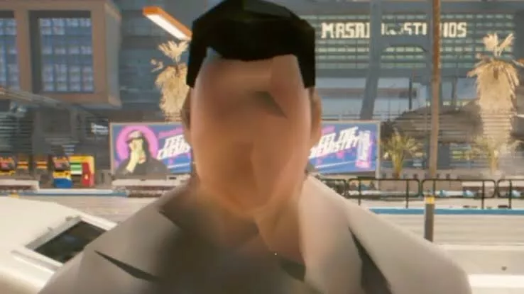 Cyberpunk 2077 ja mies ilman naamaa