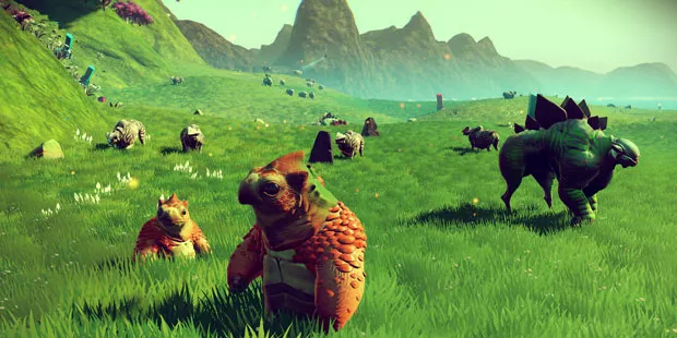 No Man's Sky, pikkueliöitä ruohokentällä