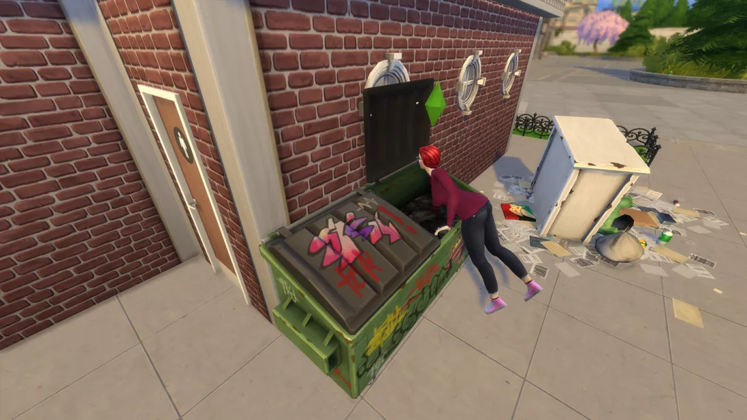 sims 4 ekoelämää sukellus roskikseen.png