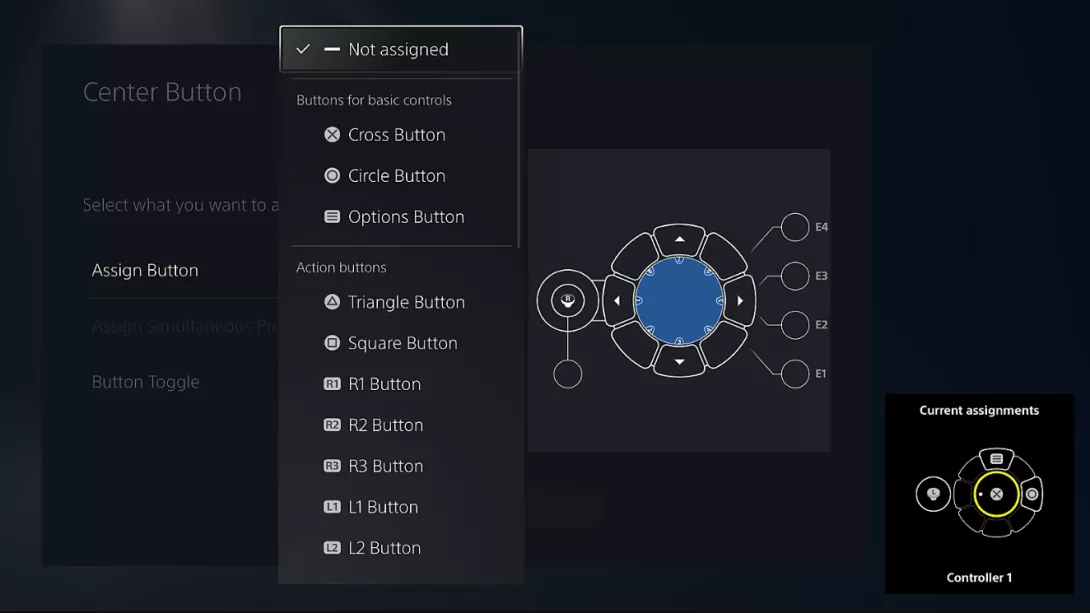 sony playstation accesss ohjain menu.png